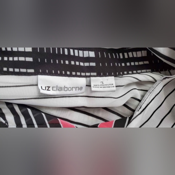 Liz Claiborne Semi-Sheer Button Down Longsleeved Button Cuff Shirt Top Large - Picture 2 of 6